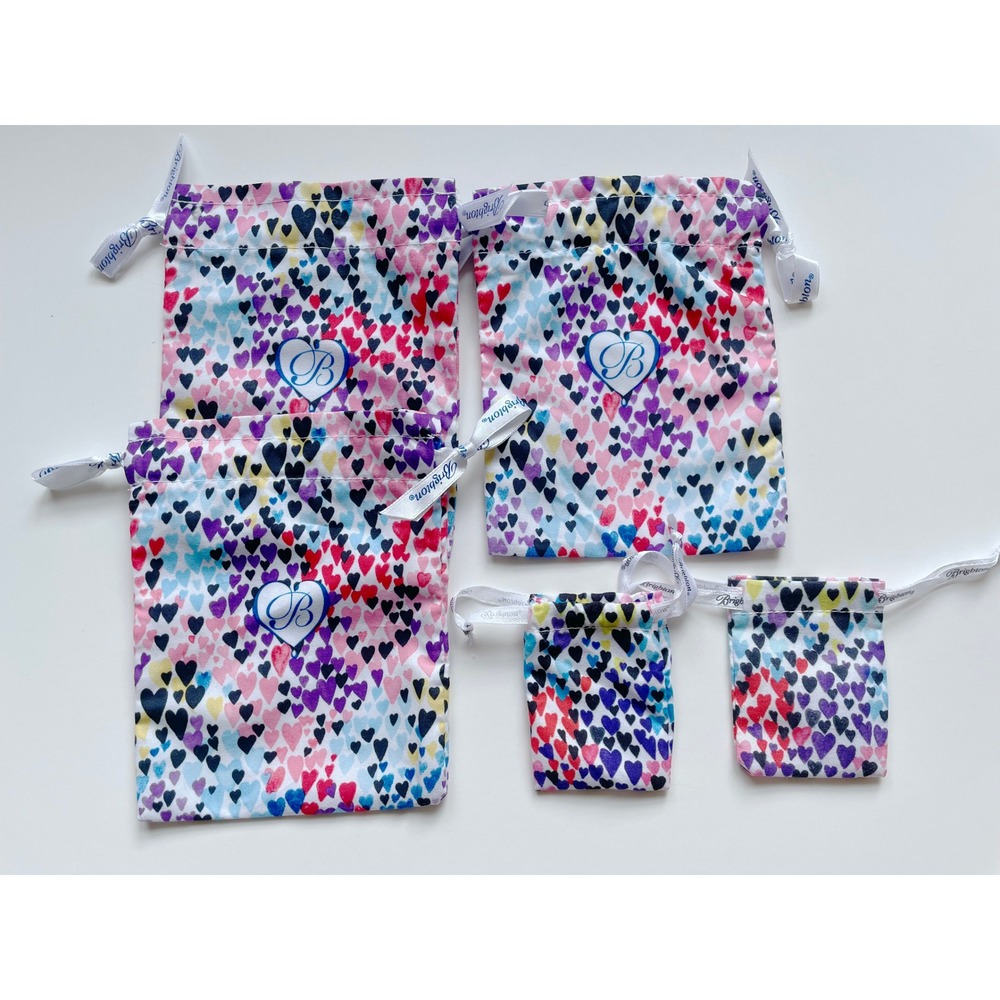 Brighton Jewelry Pouch Set Five Pouches Multicolor Hearts EUC Necklace Earrings